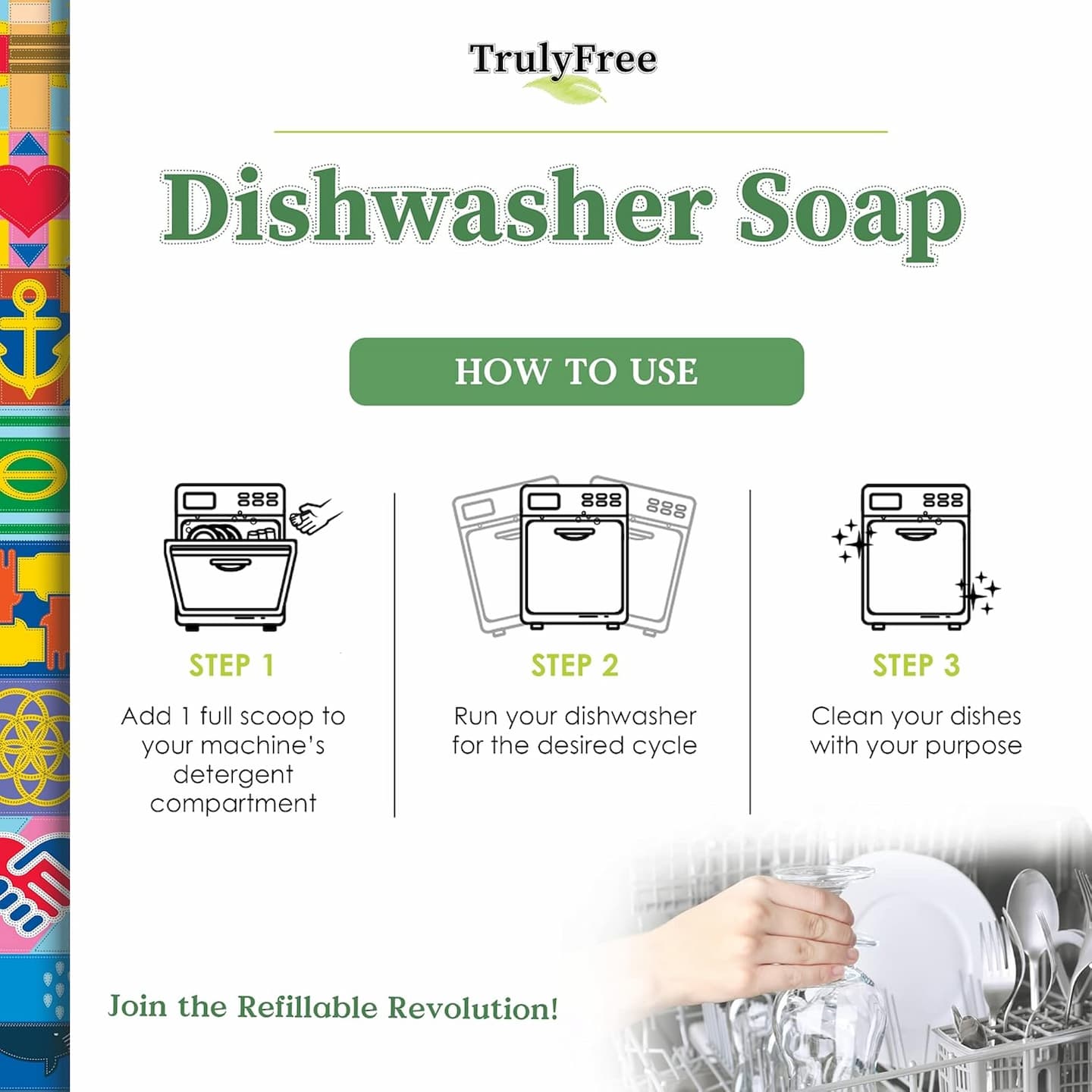 Auto Dishwasher Soap, 12.5oz Bag - Natural Concentrated Formula - Dish Soap, Dishwasher Detergent Cleaning Supplies, Hard Water Stain Remover, Sparkling Clean Dishes, No Harmful Ingredients