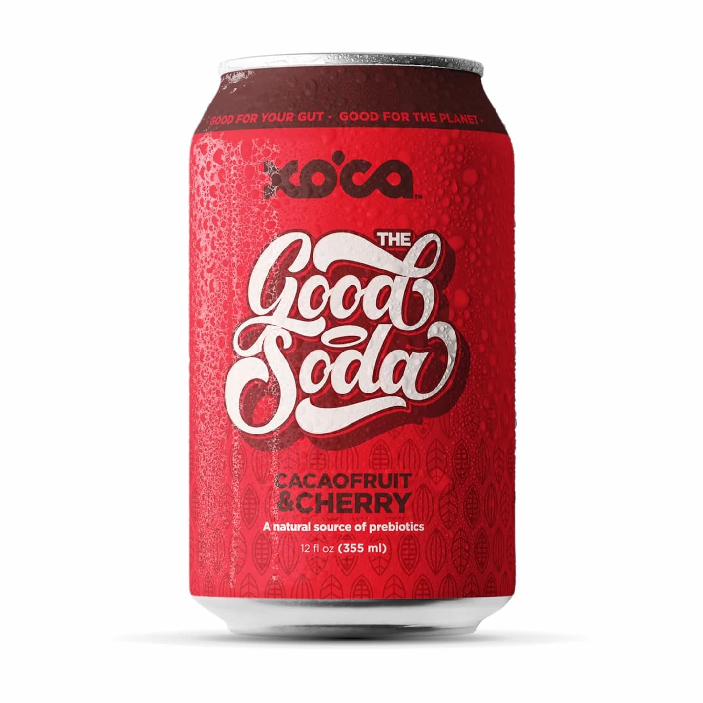 Xoca Sparkling Prebiotic Cherry Soda with Gut Health & Immune System Benefits, Beverage made with Cacaofruit Juice, Filtered Sparkling Water, Cherry Juice, Low Calorie, 12oz (8 Pack) Cherry 12 FL Oz (Pack of 8)