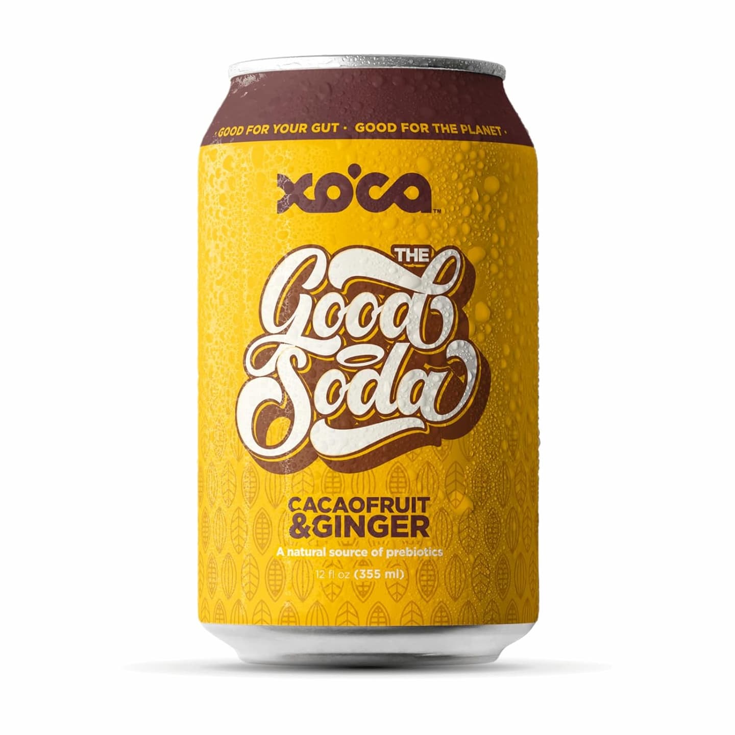 Xoca Sparkling Prebiotic Ginger Soda with Gut Health & Immune System Benefits, Beverage made with Cacaofruit Juice, Filtered Sparkling Water, Lemon Juice, Low Calorie, 12oz (8 Pack) Ginger 7.98 Fl Oz (Pack of 12)