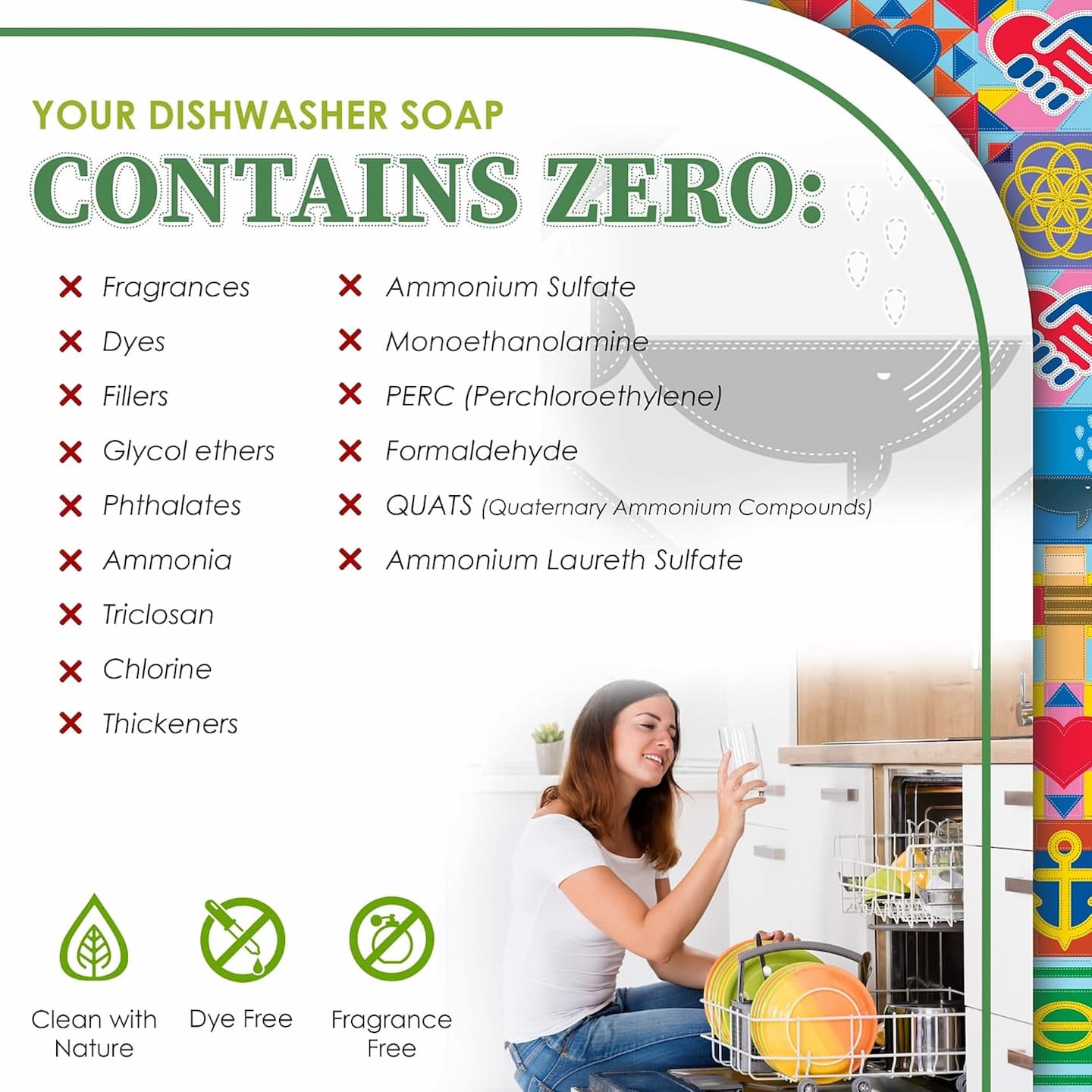 Auto Dishwasher Soap, 12.5oz Bag - Natural Concentrated Formula - Dish Soap, Dishwasher Detergent Cleaning Supplies, Hard Water Stain Remover, Sparkling Clean Dishes, No Harmful Ingredients