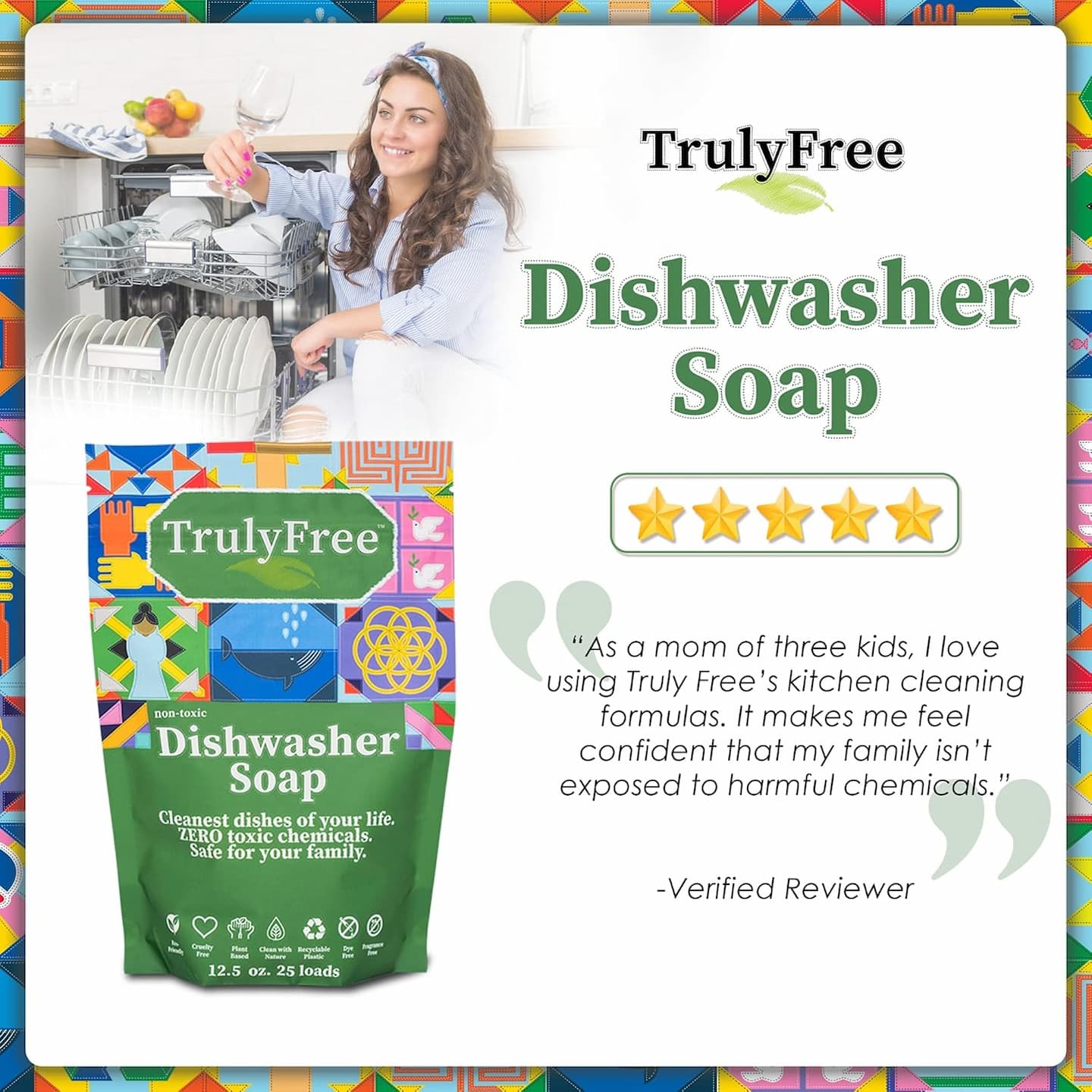 Auto Dishwasher Soap, 12.5oz Bag - Natural Concentrated Formula - Dish Soap, Dishwasher Detergent Cleaning Supplies, Hard Water Stain Remover, Sparkling Clean Dishes, No Harmful Ingredients